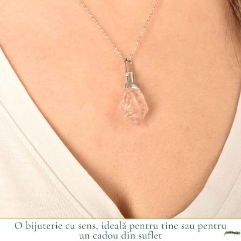 Colier Cuart Roz brut din Argint 925 – iubire autentica si echilibru emotional [1]