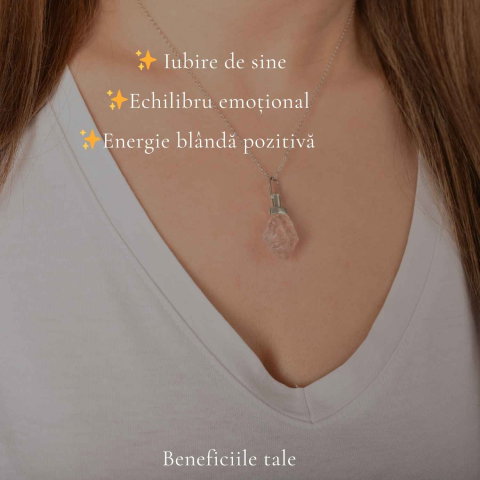 Colier Cuart Roz brut din Argint 925 – iubire autentica si echilibru emotional [2]