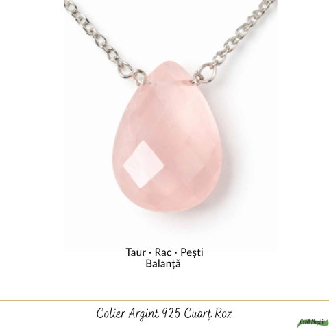 Colier argint 925 cuart roz lacrima – iubire, feminitate si echilibru emotional [4]