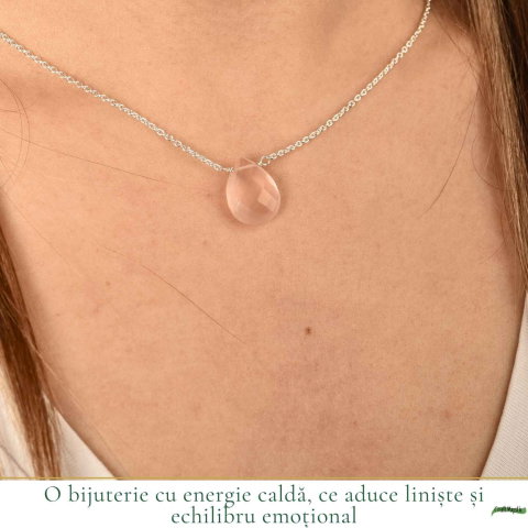 Colier argint 925 cuart roz lacrima – iubire, feminitate si echilibru emotional [1]