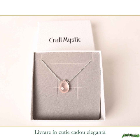 Colier argint 925 cuart roz lacrima – iubire, feminitate si echilibru emotional [5]