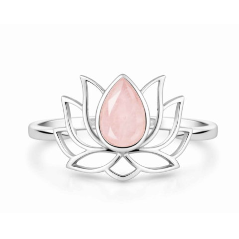 Inel Cuart Roz fatetat Lotus din Argint 925 – iubire de sine si echilibru interior