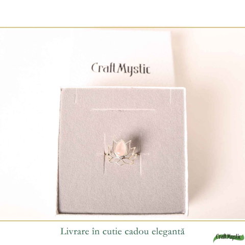 Inel Cuart Roz fatetat Lotus din Argint 925 – iubire de sine si echilibru interior [5]