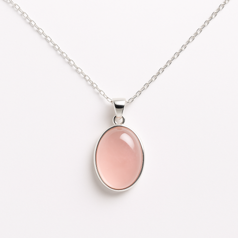 Pesti - Colier cuart roz natural din argint 925– Echilibru si iubire profunda