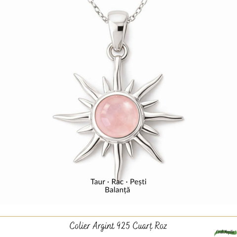 Colier Cuart Roz Soare din Argint 925 – iubire de sine si energie luminoasa [4]