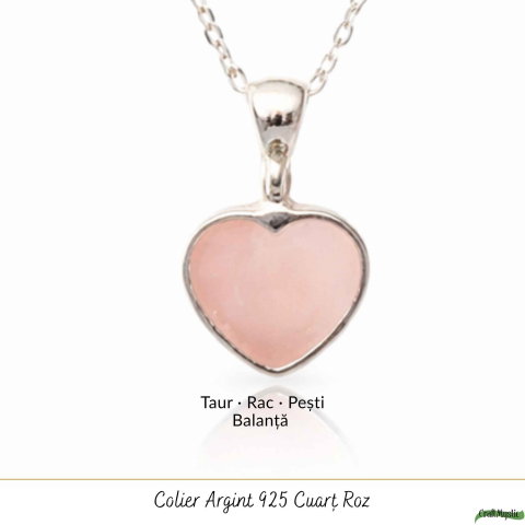 Colier Cuart Roz Inima din Argint 925 – iubire de sine si energie blanda [4]