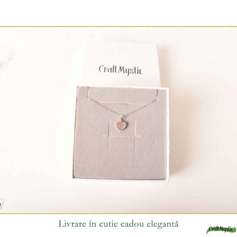 Colier Cuart Roz Inima din Argint 925 – iubire de sine si energie blanda [5]