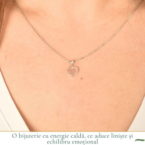 Colier Cuart Roz Inima din Argint 925 – iubire de sine si energie blanda [1]