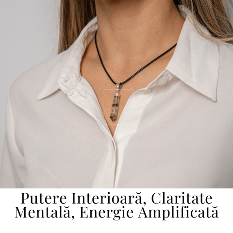 Colier cu Cuart Rutilat in Forma de Varf Lung – Claritate, Protectie si Energie Amplificata [1]