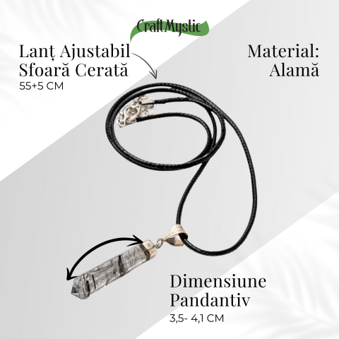 Colier cu Cuart Rutilat in Forma de Varf Lung – Claritate, Protectie si Energie Amplificata [4]
