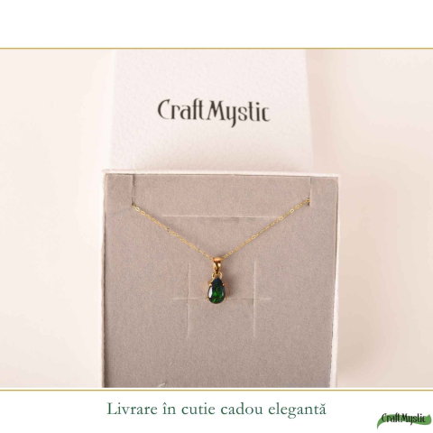 Colier Argint 925 Placat cu Aur 18K cu Opal Negru Lacrima – Eleganta si Intuitie [5]