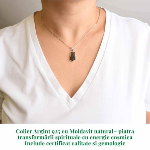Colier din argint 925 cu moldavit natural, 2.48 gr– Claritate mentala si echilibru energetic [1]