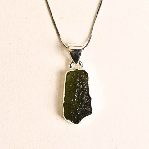 Colier din argint 925 cu moldavit natural, 2.48 gr– Claritate mentala si echilibru energetic [0]