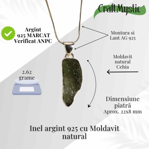 Colier din argint 925 cu moldavit natural – Claritate mentala si echilibru energetic [2]