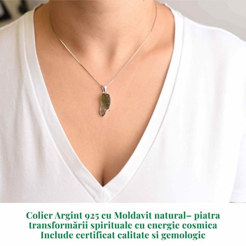 Colier din argint 925 cu moldavit natural – Claritate mentala si echilibru energetic [1]