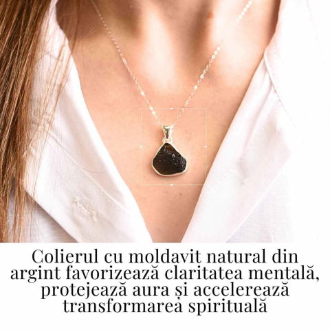 Colier din argint 925 cu moldavit natural – Protectie energetica si transformare interioara [1]