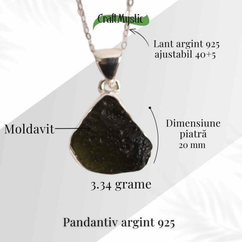 Colier din argint 925 cu moldavit natural – Protectie energetica si transformare interioara [2]