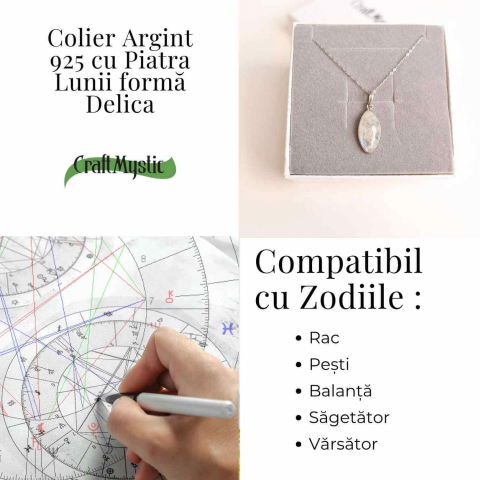 Colier din Argint 925 cu Piatra Lunii in Forma Delica – Intuitie Clara si Energie Feminina [3]