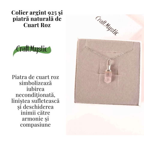 Colier Argint 925 cu Cuart Roz Natural – Echilibru, Iubire si Energie Pozitiva [2]