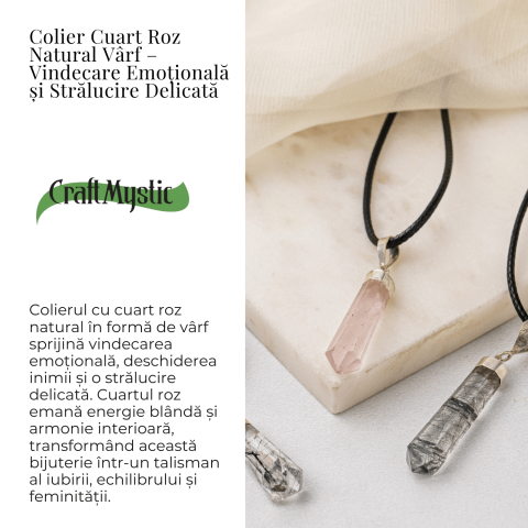 Colier Cuart Roz in Forma de Varf – Energie a Iubirii si Vindecare Delicata [2]