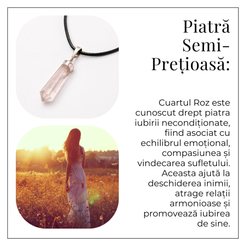 Colier Cuart Roz in Forma de Varf – Energie a Iubirii si Vindecare Delicata [5]