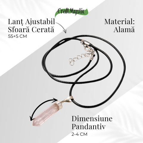 Colier Cuart Roz in Forma de Varf – Energie a Iubirii si Vindecare Delicata [4]