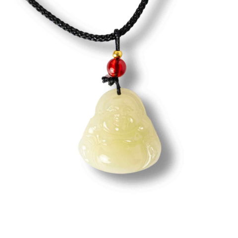Cristale pe beneficii - Colier Jad Afgan Natural cu Pandantiv Buddha Maitreya – Intelepciune si Protectie