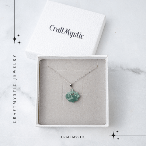 Colier Argint 925 cu Jad Albastru Sculptat Pixiu – Protectie, Echilibru si Prosperitate Interioara [6]