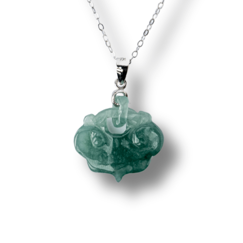 Echilibrare Energetica - Colier Argint 925 cu Jad Albastru Sculptat Pixiu – Protectie, Echilibru si Prosperitate Interioara