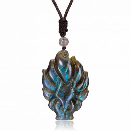 Creativitate si Inspiratie - Colier cu Pandantiv Vulpita din Labradorit - Magia, Protectia si Intuitia