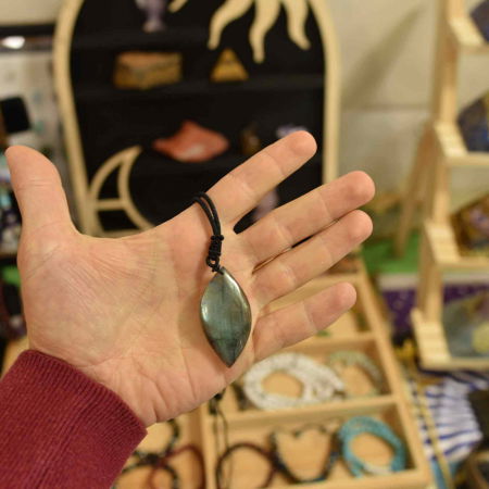 Colier cu Labradorit Natural 5 cm in Forma de "Strop de Ploaie" Piatra Intuitiei si Meditatiei [4]