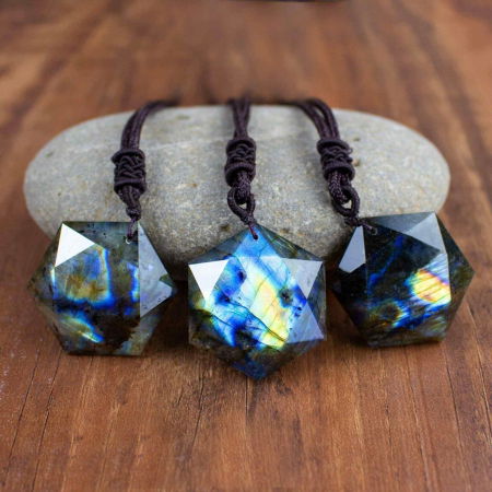 Colier Amuleta cu Hexagrama din Labradorit Natural - Dezvaluie-ti Puterile Magice [5]