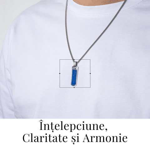 Colier otel inoxidabil cu Lapis Lazuli natural dreptunghiular – Intelepciune si Armonie Interioara [1]