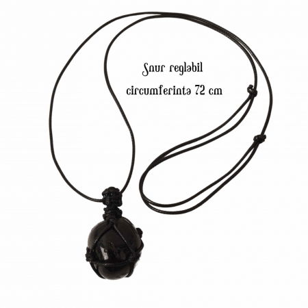 Colier cu sfoara cu Pandantiv impletit din Turmalina Neagra Rulata Naturala Bijuterie pentru protectie [2]