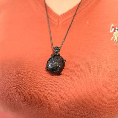 Colier cu sfoara cu Pandantiv impletit din Turmalina Neagra Rulata Naturala Bijuterie pentru protectie [5]