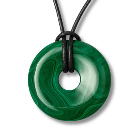 Capricorn - Colier Malachit Natural Pi pe Snur Reglabil – Transformare, Protectie si Echilibru Interior