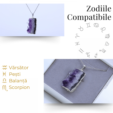 Colier argintiu cu ametist druzy - Claritate si Vindecare [4]