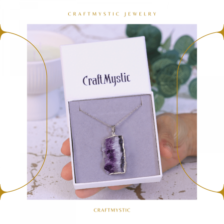 Colier argintiu cu ametist druzy - Claritate si Vindecare [5]