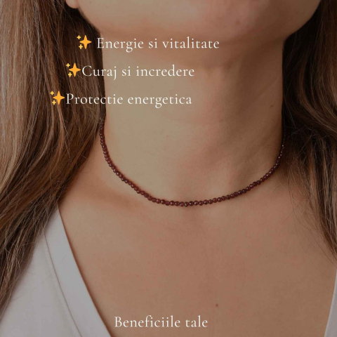 Colier Subtire la baza gatului cu Granat Fatetat 2 mm – Pasiune si Energie Interioara [2]
