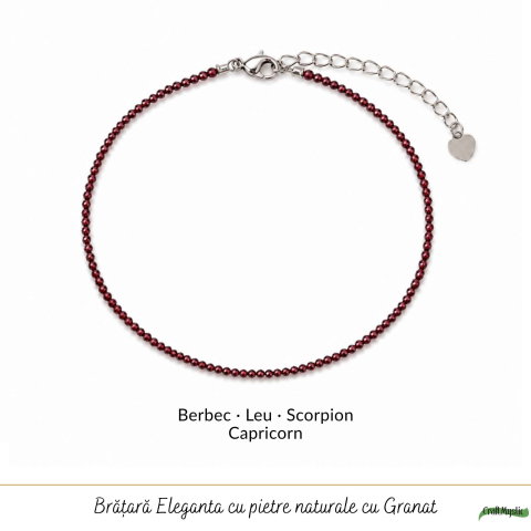 Bratara eleganta cu Granat Natural Fatetat 3 mm – Pasiune si Eleganta Naturala [4]