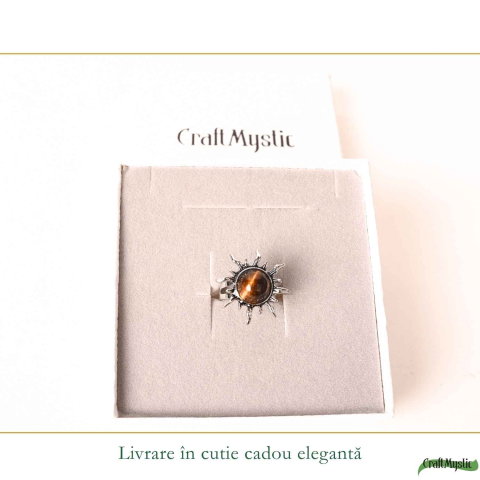 Inel cu Ochi de Tigru Natural in Forma de Soare – Curaj si Incredere in Sine [5]
