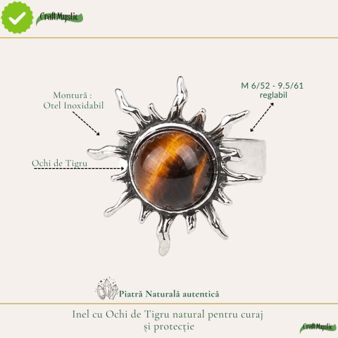 Inel cu Ochi de Tigru Natural in Forma de Soare – Curaj si Incredere in Sine [3]