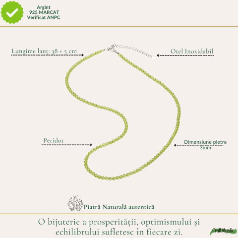 Colier Fin la Baza Gatului Tip Choker cu Peridot Fatetat 3 mm – Prospețime si Eleganta Naturala [3]