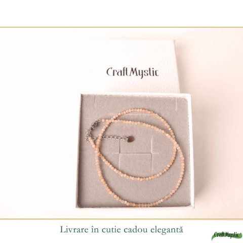 Colier fin tip Choker cu Piatra Soarelui Fatetata Rotunda 2 mm – Bucurie si Eleganta  Naturala [4]
