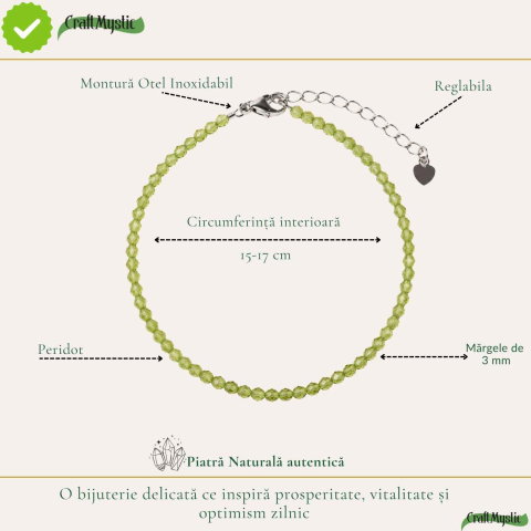 Bratara Fina cu Peridot Fatetat 3 mm – Prosperitate si Energie Pozitiva [3]
