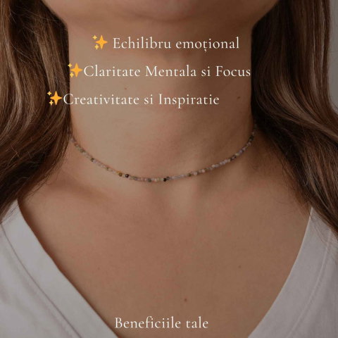 Colier Choker cu Turmalina Multicolora Fatetata 2 mm – Armonie si Eleganta Naturala [2]