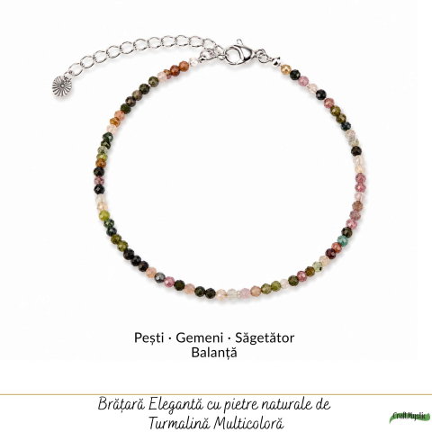 Bratara Fina cu Turmalina Multicolora Fatetata 2 mm – Echilibru si Energie Pozitiva [4]
