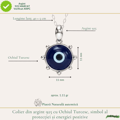 Colier Ochiul Turcesc din Argint 925 – Protectie Energetica si Noroc [3]