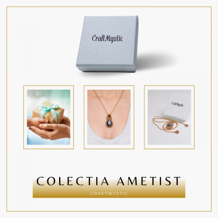 Colier Ajustabil Handmade cu Ametist "Strop de Ploaie" – Maro, Lungime Maxima 45 cm [8]