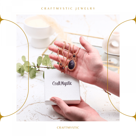 Colier Ajustabil Handmade cu Ametist "Strop de Ploaie" – Maro, Lungime Maxima 45 cm [6]